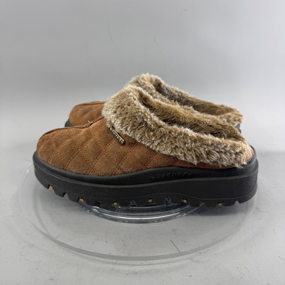 Skechers Womens Jammers Quilted Suede Faux Fur Platform Clogs Brown 7.5 46330 - Picture 3 of 13